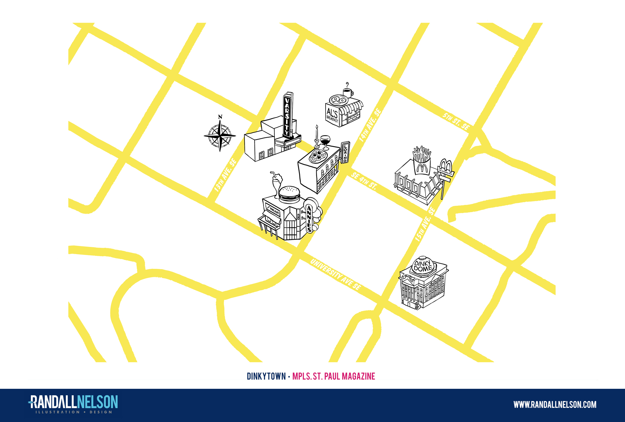 Mpls. St. Paul Magazine Dinkytown Map