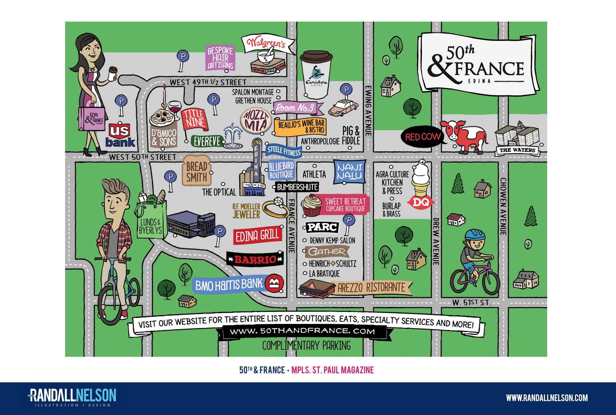 Mpls. St. Paul Magazine 50th and France Cartoon Map